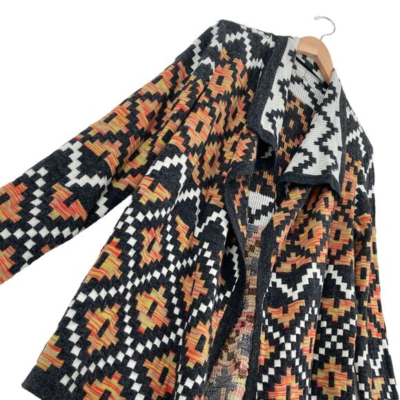 Bass Women's Multicolor Geo Print Long Sleeve Open Front Cardigan Sweater Size M - Picture 6 of 16